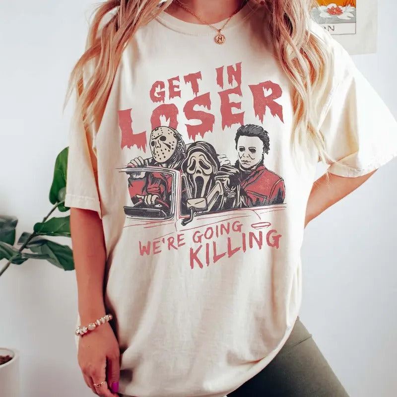 Halloween Get In Loser Unisex T-Shirt, Vintage Halloween T-Shirt, Halloween Costume, Horror T-Shirt