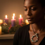 Handmade Limited Edition Red Green Crystal Christmas Holiday Wreath Necklaces