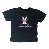 Happy Bunny I Like You Uglies Baby Tee, Gothic Emo Girl Top, Scene Clothing 2000s, Casual Cotton Short Sleeve, Y2k Top Women Streetwear, Gift For Girlfriend