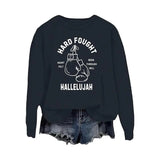 Hard Fought Hallelujah Sweatshirt, Hard Fought Hallelujah Praise Jesus Shirt Casual Street Style Fleece Fabric Crewneck Pullover Sweatshirt Tops Trendy for Women for Men