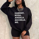 Harriet Rosa Angela Michelle Me Sweatshirt - Black Fist Sweater, Black History Lives With You, Women's Month Gift, Unisex Adult Sweatshirts