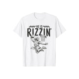 He Is Rizzin Easter Boys Basketball Jesus Shirt Casual Style Crew Neck Short Sleeve T-Shirt Tops Trendy for Unisex, Perfect Gift