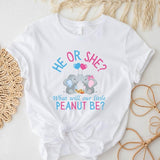 He or She What Will Our Little Peanut T-Shirt, Matching Gender Reveal Party Tee, Unisex Baby Announcement Shirt