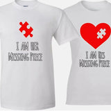 His Her Missing Piece puzzle Heart Valentine couple matching funny cute T-Shirt