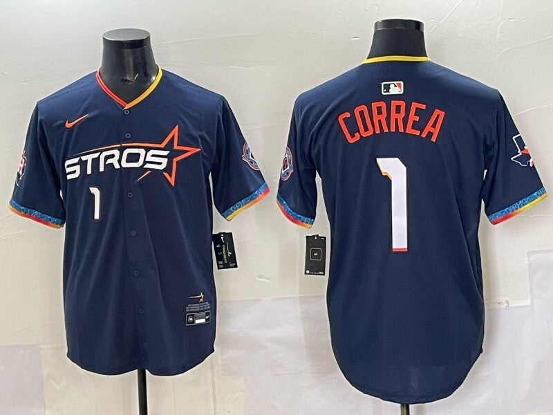 Houston Astros #1 Carlos Correa Astros 4 Collaboration Style 3