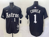 Houston Astros #1 Carlos Correa Black Gothic 'Houston Born Barrio Raised' Limited2