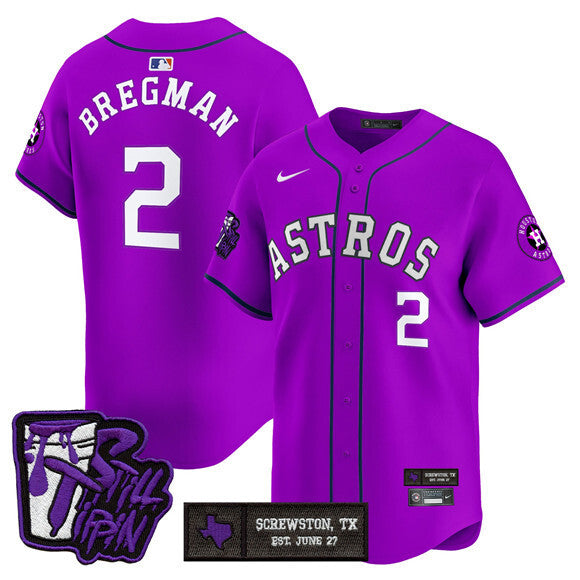 Houston Astros #2 Alex Bregman DJ Screw Still Tippin Purple Patch Vapor Limited
