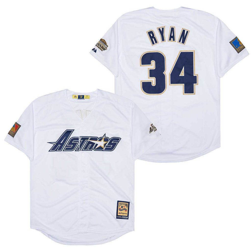 Houston Astros #34 Nolan Ryan Astros 34 White Fan Retro