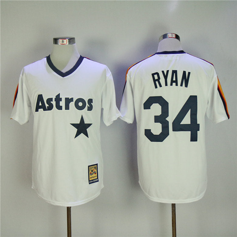 Houston Astros #34 Nolan Ryan Astros 34 White Fan Retro Pullover Style 2