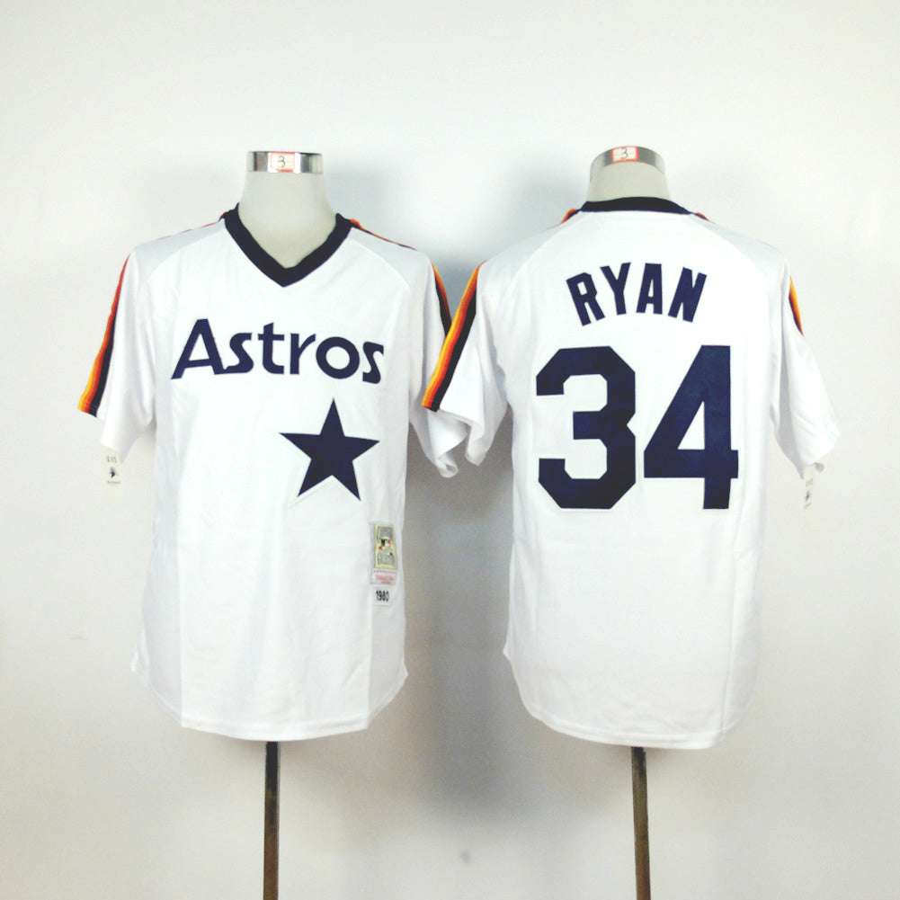 Houston Astros #34 Nolan Ryan Astros 34 White Retro