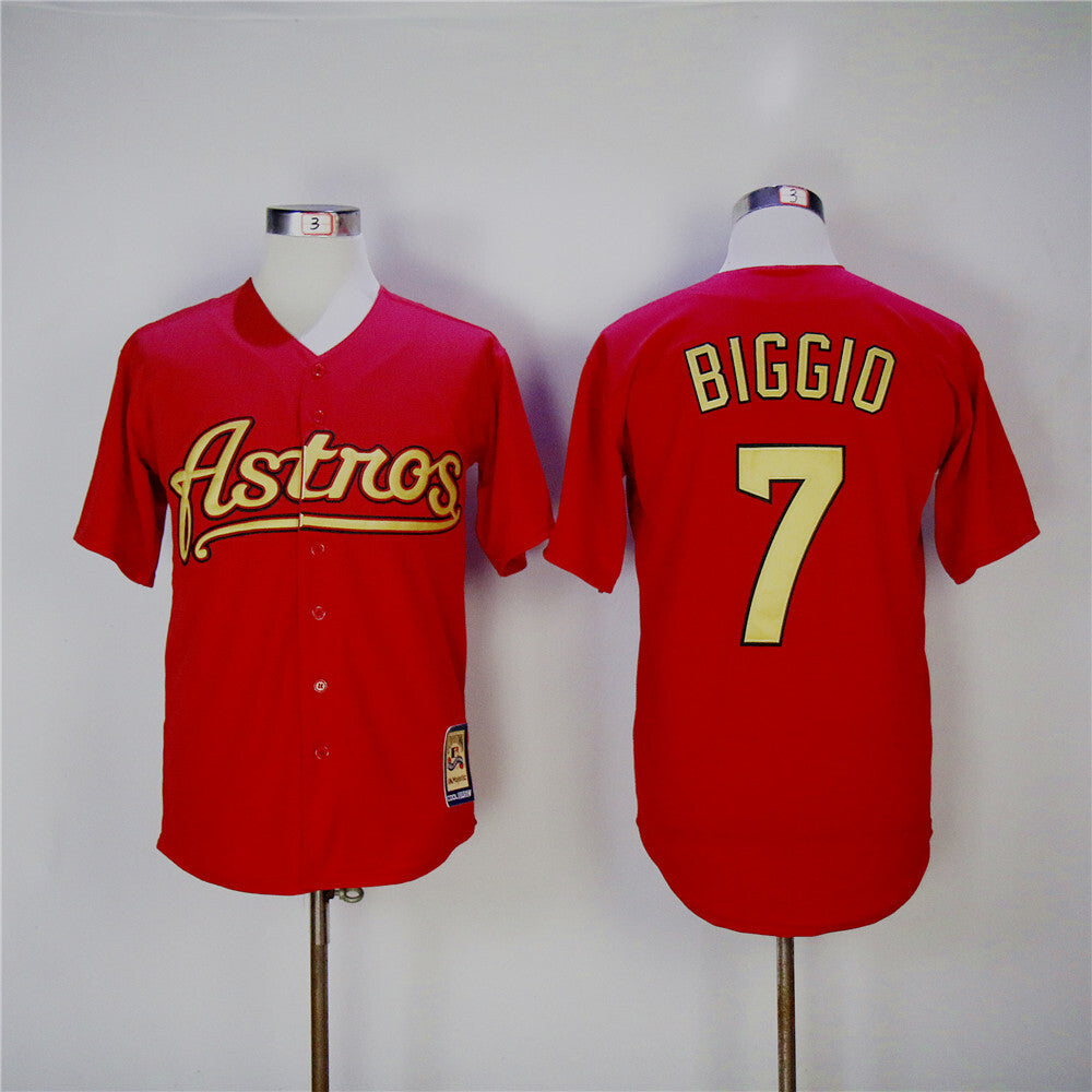 Houston Astros #7 Craig Biggio Astros 7 Red Inverted New Retro