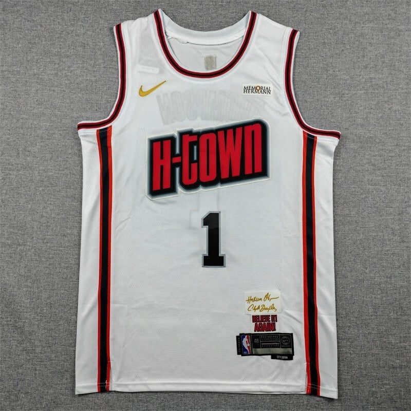 Houston Rockets #1 Amen Thompson 25 Rockets 1 White City Edition Style 4