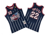 Houston Rockets #22 Clyde Drexler Rockets 22 # Navy Rockets 96-97 Season Mitchell Retro Jersey Style 2