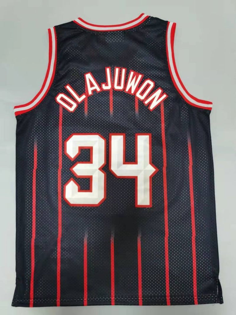 Houston Rockets #34 Hakeem Olajuwon 1996-97 throwback jersey black Style 1