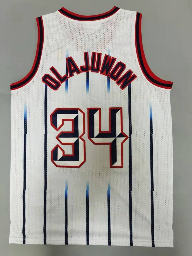 Houston Rockets #34 Hakeem Olajuwon 1996-97 throwback jersey white Style 2