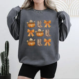 Howdy Pumpkin Shirt, Western Fall, Fall Coquette Bow, Fall vibes, country fall, Cowgirl Top Womenswear Check Hoodie Sweaters T-Shirt Sweaters T-Shirt