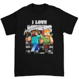 I Love Miners T-Shirt Featuring Bold and Funny Steve Craft Design for Gen Z Humor