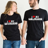 I Love My Boyfriend, Couple Matching Shirt Cotton Fabric Casual Streetstyle Crew Neck Short Sleeve T-Shirt for Women for Men, Date Gift