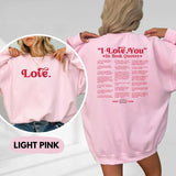I Love You in Book Quotes Sweatshirt, Book Lover Hoodie, Gift for Reader, Different Ways Say I Love You, Aesthetic Love You Crewneck