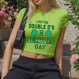 I Put The Double D_s In St. Paddy_s Day Baby Tee, Cute St. Patrick_s Day Baby Fit Baby Tee, Baby Crop Tee, Y2K 2000_s Style, Streetwear Style