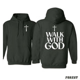 I Walk With God Hoodie Casual Street Style Fleece Pullover Hooded Sweatshirt Tops Trendy for Women for Men, Perfect Gift