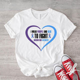 I Wear Purple And Blue To Fight Shirt, Blue Purple Ribbon T-Shirt, Survivor Gift Tee, Rheumatoid Arthritis T-Shirt, Support Gift Shirt.