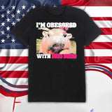 I'm Obessesd With Moo Deng T-Shirt, Moo Deng T-Shirt, Gift For Her, Gift For Him Fabric Top Cotton
