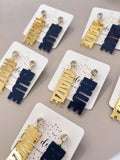 Maize and blue game day earrings
