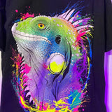 Iguana T-shirt Black Cotton Casual