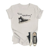 Im Speaking, Kamala Harris Support Shirt, 2024 Pearls and Chucks Election Women Vote Feminist Gift Tee Comfort Cotton Casual Fit Fabric Top