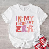 In My Pregnant Era T-Shirt, Baby Announcement Shirt, Maternity Gift Tee, Pregnancy Reveal Shirt, New Mom To Be Short Sleeve.