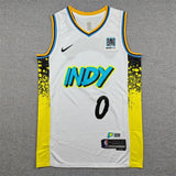 Indiana Pacers #0 Tyrese Haliburton 25 Pacers 0 White City Edition Style 2