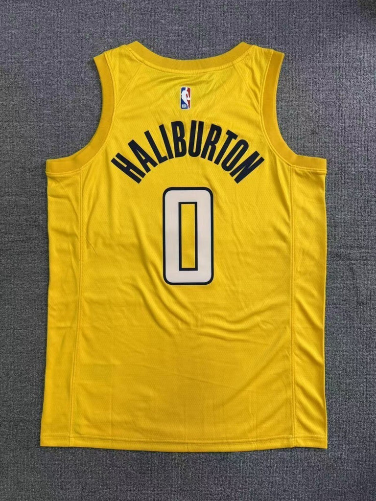 Indiana Pacers #0 Tyrese Haliburton 26 Season Pacers Team Yellow Style 3