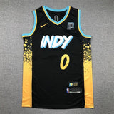 Indiana Pacers #0 Tyrese Haliburton Pacers 0 City Black Blue s-xxl Style 2