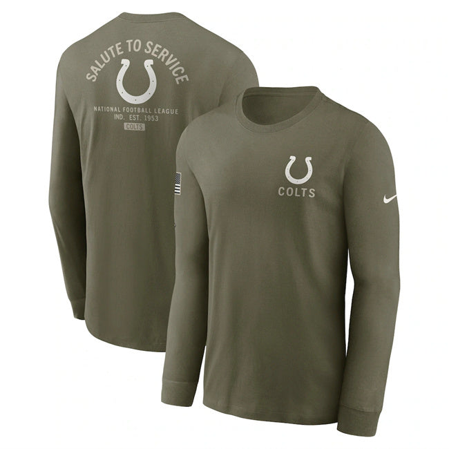 Indianapolis Colts Olive 2025 Salute to Service Sideline Long Sleeve T-Shirt