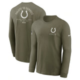 Indianapolis Colts Olive 2025 Salute to Service Sideline Long Sleeve T-Shirt