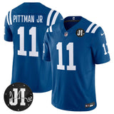 Indianapolis Colts #11 Michael Pittman Jr. Blue 2025 F.U.S.E. Jim Irsay Patch Vapor
