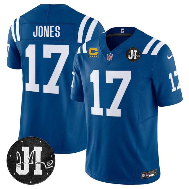Indianapolis Colts #17 Daniel Jones Blue 2025 F.U.S.E. With 4-Star C Patch And Jim