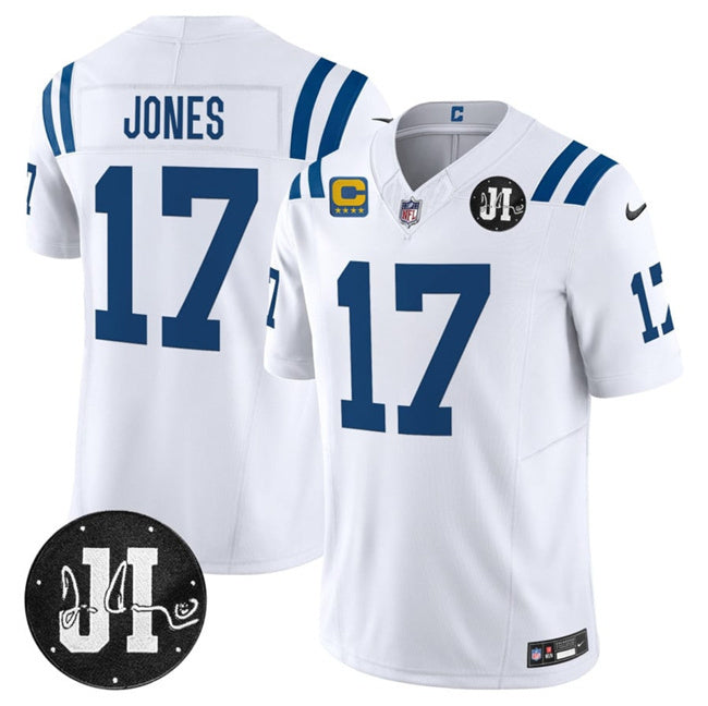 Indianapolis Colts #17 Daniel Jones White 2025 F.U.S.E. With 4-Star C Patch And