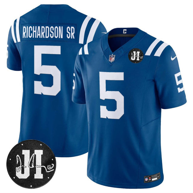 Indianapolis Colts #5 Anthony Richardson Blue 2025 F.U.S.E. Jim Irsay Patch Vapor