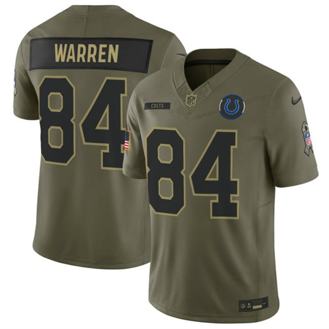 Indianapolis Colts #84 Tyler Warren Olive 2025 F.U.S.E. Salute to Service Limited