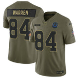 Indianapolis Colts #84 Tyler Warren Olive 2025 F.U.S.E. Salute to Service Limited