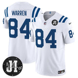 Indianapolis Colts #84 Tyler Warren White 2025 F.U.S.E. Jim Irsay Patch Vapor Limited