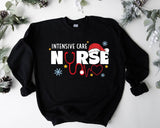 Intensive Care Nurse Sweatshirt, ICU Christmas Hoodie, Nurse Christmas Gift Sweater, Nursing Student Holiday Outfit, Matching ICU Nurse Squad Hoodie.