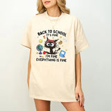 It's Fine I'm Fine Everything Is Fine Black Cat Teacher Shirt, Funny Kindergarten Teacher Shirt, Funny Teacher Gifts