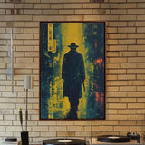 Japanese Gangster Mafia Art Print, Dark Art, Dark Dystopian Comic Art, Framed and Printed Canvas Art, Noir City Art, Detective Poster