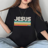 Jesus King T-Shirt Casual Style Crew Neck Short Sleeve T-Shirt Tops Trendy for Unisex