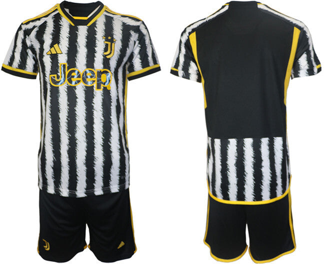 Juventus FC Custom 2023 24 White Black Home Soccer Jersey Suit