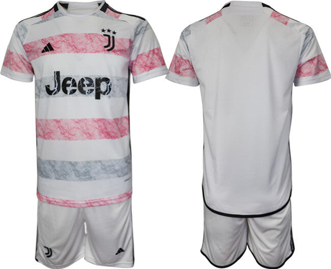 Juventus FC Custom 2023 24 White Pink Away Soccer Jersey Suit