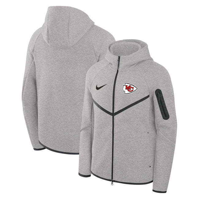 Kansas City Chiefs Gray Tech Fleece Full-Zip Windrunner Hoodie